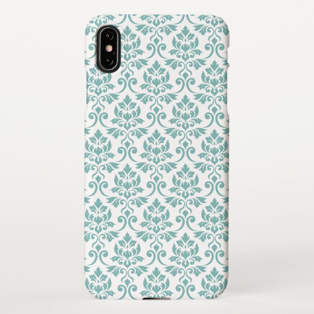 Feuille Damask Teal Pattern iPhone Case (Back)