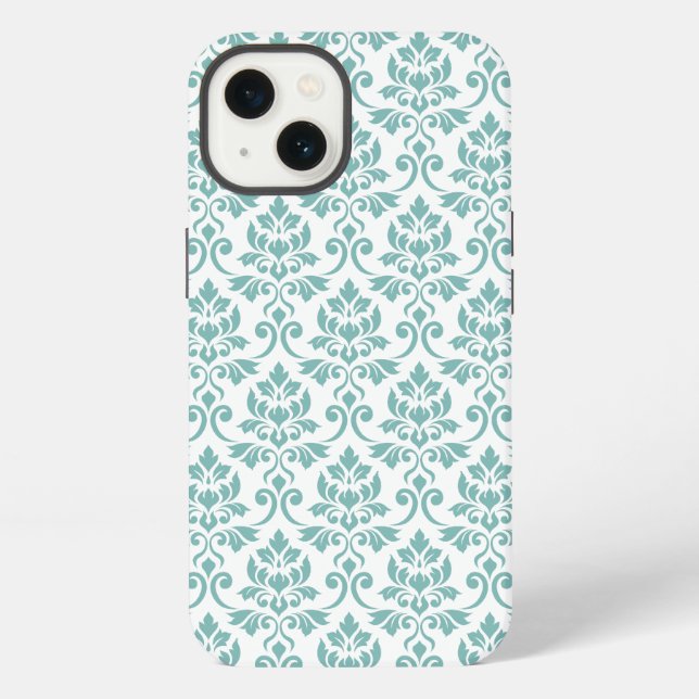 Feuille Damask Teal Pattern iPhone Case (Back)