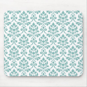 Feuille Damask Teal Pattern Mouse Mat