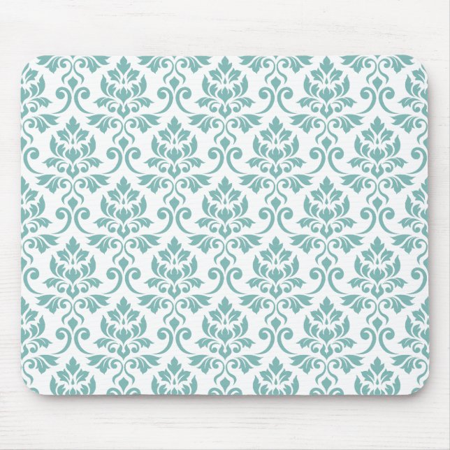 Feuille Damask Teal Pattern Mouse Mat (Front)