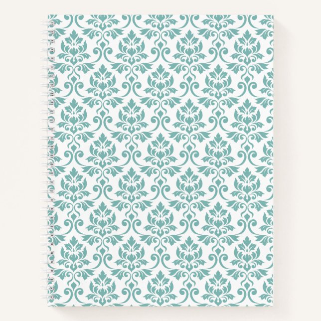 Feuille Damask Teal Pattern Notebook (Front)