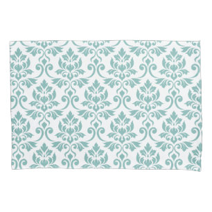 Feuille Damask Teal Pattern Pillowcase