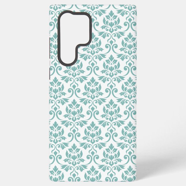 Feuille Damask Teal Pattern Samsung Galaxy S22 Ultra Case (Back)