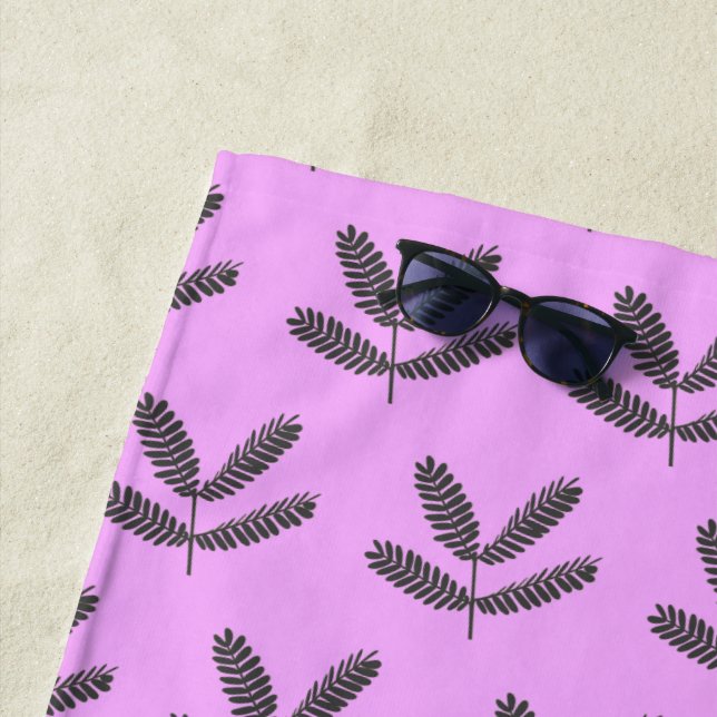 Fever Tree Leaves Pattern Beach Towel (In Situ)