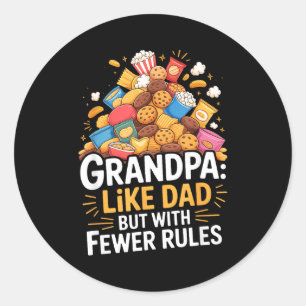 Fewer Rules Funny Grandpa Classic Round Sticker