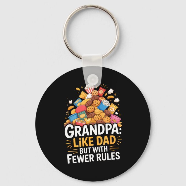 Fewer Rules Funny Grandpa  Key Ring (Front)