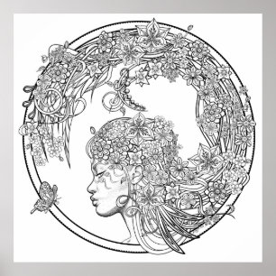 Fey Flower: XLARGE DIY Coloring by Sonja A.S. Poster