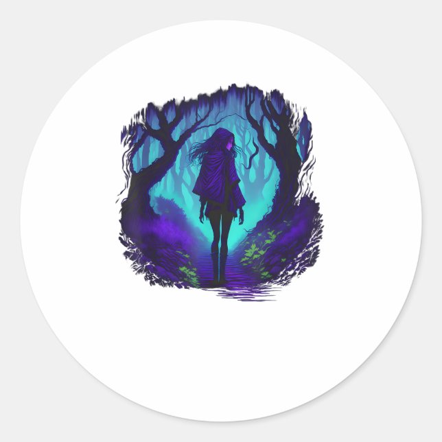 Fey Gothic Emo Goblincore Aesthetic  Forest Graphi Classic Round Sticker (Front)
