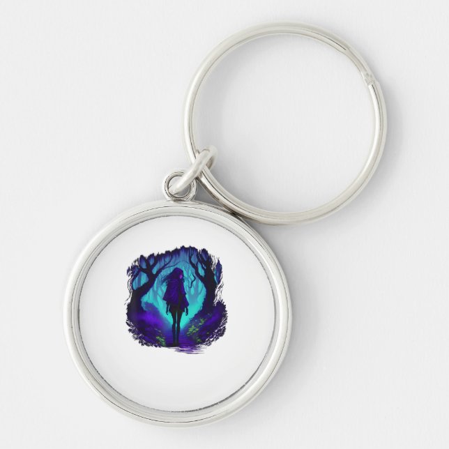 Fey Gothic Emo Goblincore Aesthetic  Forest Graphi Key Ring (Front)