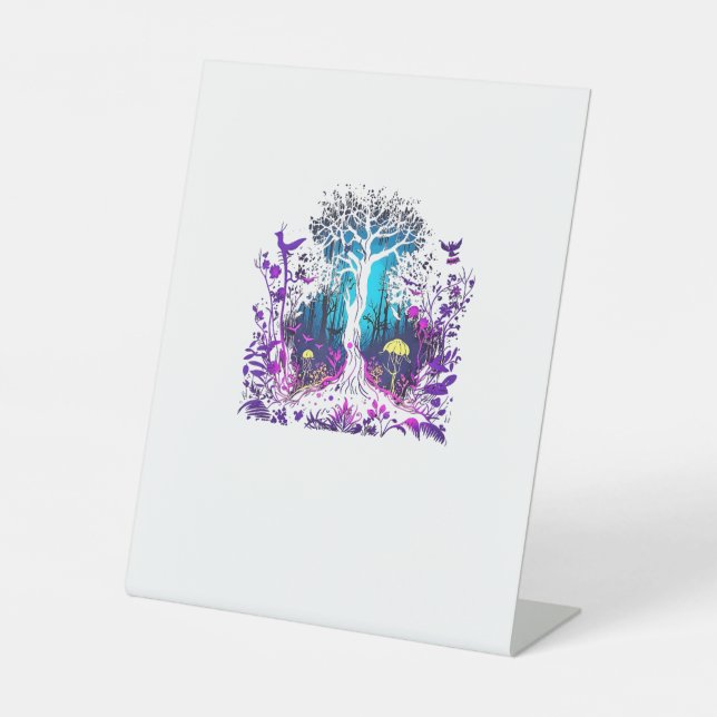 Fey Gothic Emo Goblincore Aesthetic  Forest Graphi Pedestal Sign (Front)