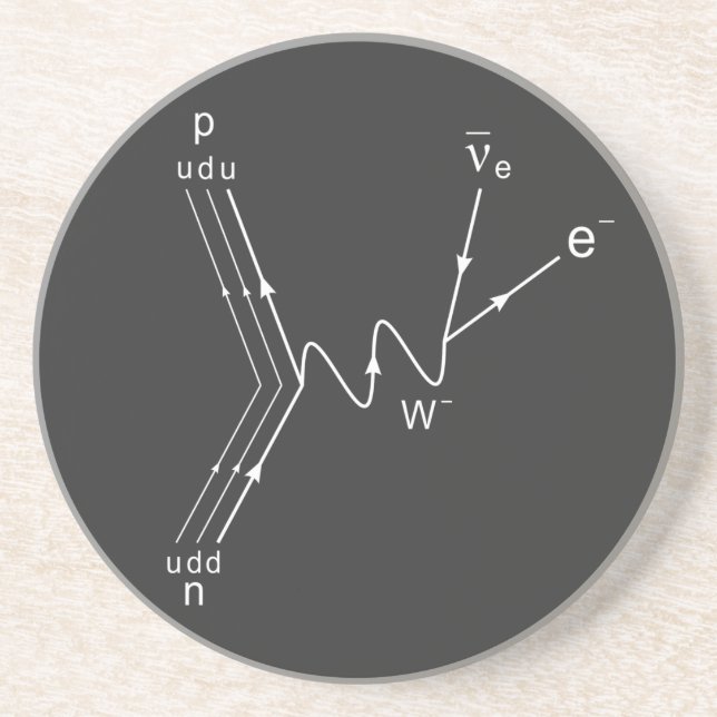 Feynman diagram, proton neutron scattering coaster (Front)