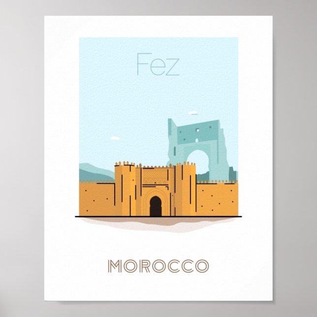 Fez city travel poster - morocco travel poster (Front)