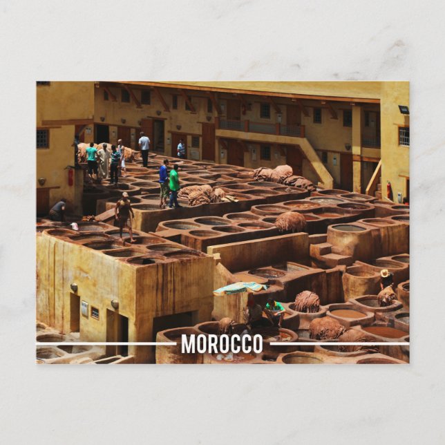 Fez Leather Tannery - Chouara Morocco Postcard (Front)