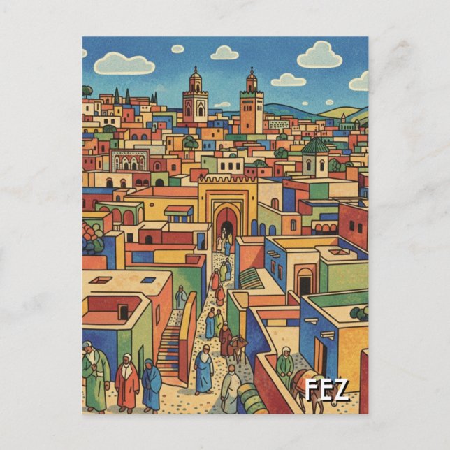 Fez Morocco Travel Postcard (Front)