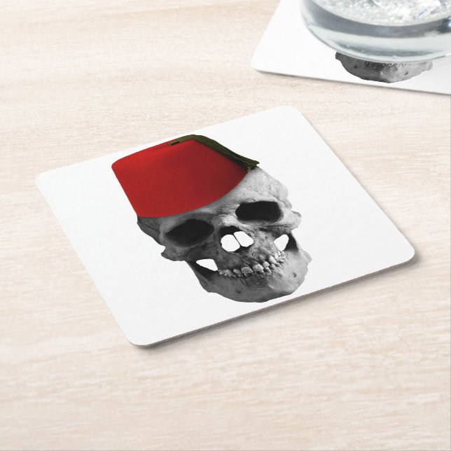 Fez of the Effendi: A Skull's Egyptian Tale Square Paper Coaster (Angled)