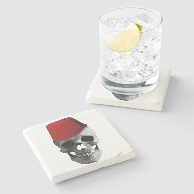 Fez of the Effendi: A Skull's Egyptian Tale Stone Coaster (Side)