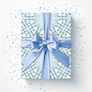 Fez Starburst Trellis in Slate and Green Wrapping Paper