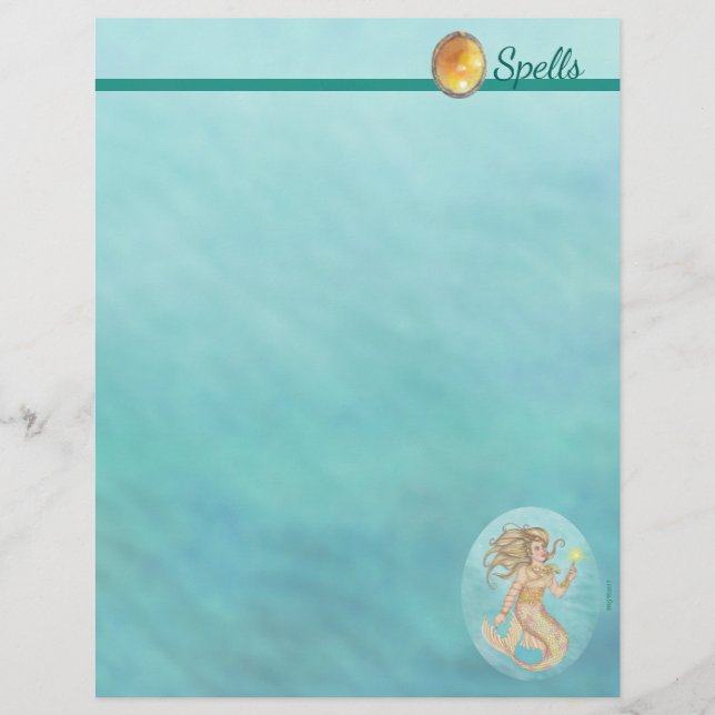 Fia Mermaid Sea Queen Fantasy Spell Page (Front)