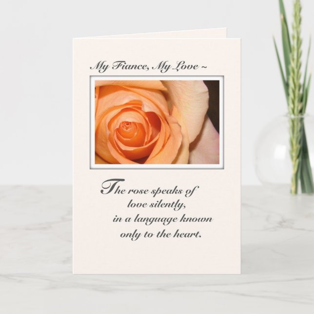 Fiance, Anniversary Love Orange Rose Card (Front)