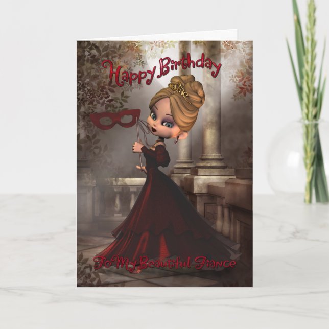 Fiance Birthday Card with Moonies Cutie Pie Masque (Front)