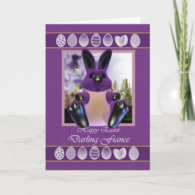 Fiance Easter Card, with Easter Bunny Holiday Card (Front)