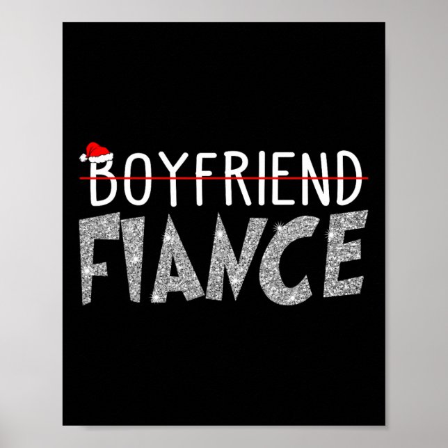 Fiance Fiancee Christmas Pyjamas Engaged Couples M Poster (Front)