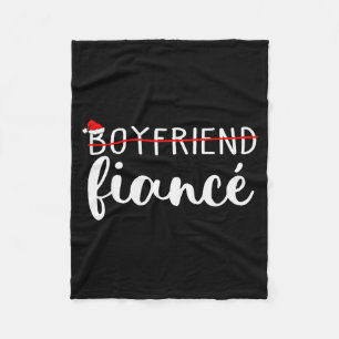 Fiance Fiancee Engaged Couples Matching Christmas  Fleece Blanket