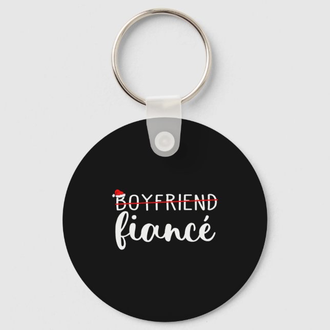 Fiance Fiancee Engaged Couples Matching Christmas  Key Ring (Front)