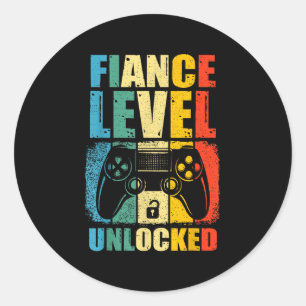 Fiance Level Unlocked Wedding Gamer Groom To Be Bl Classic Round Sticker