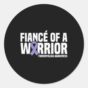 Fiance Of A Warrior Fibromyalgia Awareness Classic Round Sticker
