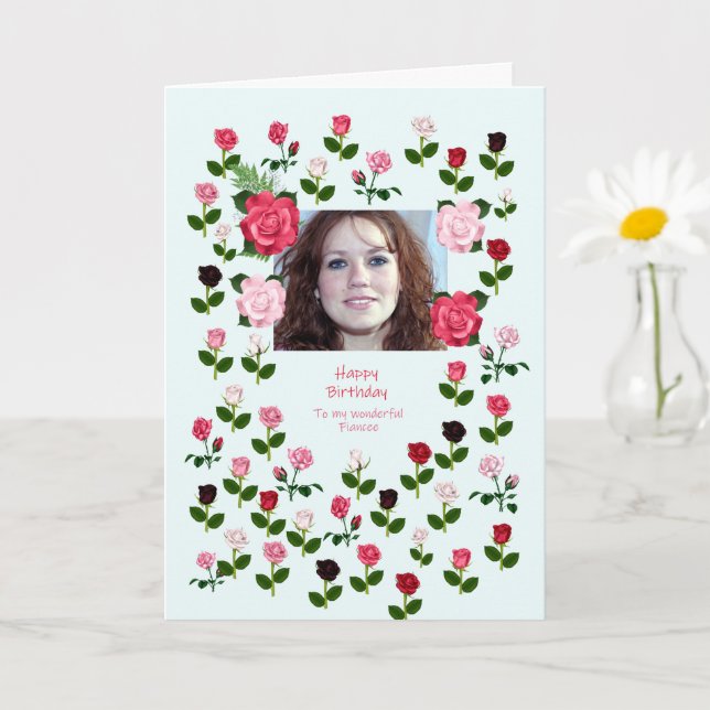 Fiancee, Birthday, Roses Card (Small Plant)