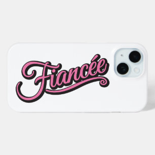 Fiancee black/pink on white iPhone 15 case