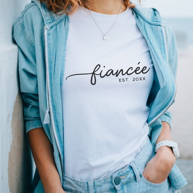Fiancée Elegant Typography Custom Date Engagement Sweatshirt (Creator Uploaded)