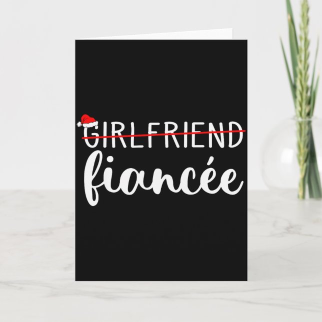 Fiancee Fiance Engaged Couples Matching Christmas  Card (Front)