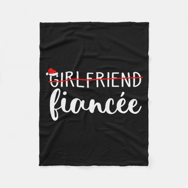 Fiancee Fiance Engaged Couples Matching Christmas  Fleece Blanket (Front)