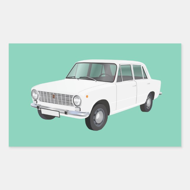 Fiat 124 white rectangular sticker (Front)