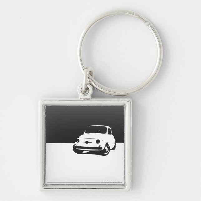 Fiat 500, 1959 - Black on light Key Ring (Front)