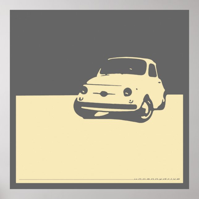 Fiat 500, 1959 - Cream on grey Poster (Front)
