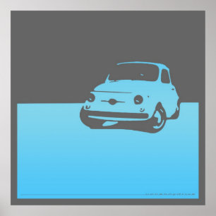 Fiat 500, 1959 - Light blue on grey Poster