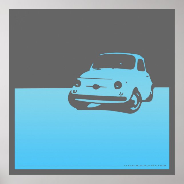 Fiat 500, 1959 - Light blue on grey Poster (Front)