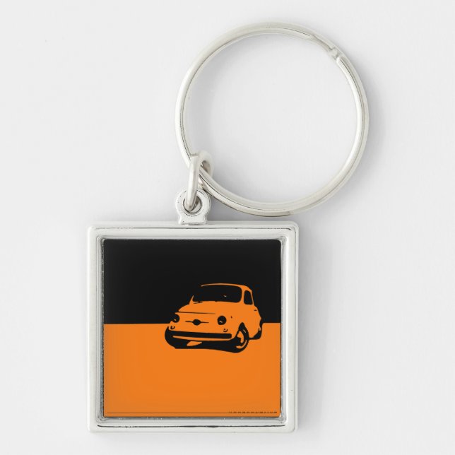 Fiat 500, 1959 - Orange on dark Key Ring (Front)