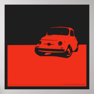 Fiat 500, 1959 - Red on charcoal black Poster