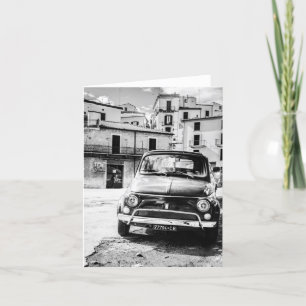 Fiat 500, 500 in Italy, classic car gift Card