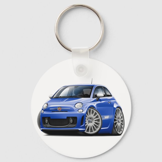 Fiat 500 Abarth Blue Car Key Ring (Front)