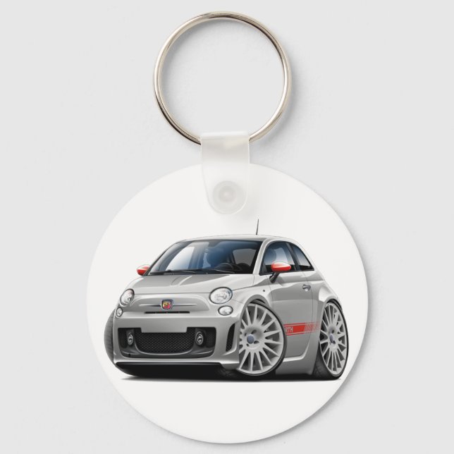 Fiat 500 Abarth Grey Car Key Ring (Front)