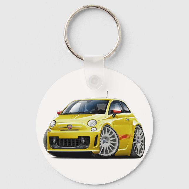 Fiat 500 Abarth Yellow Car Key Ring (Front)