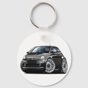 Fiat 500 Black Car Key Ring