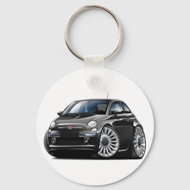 Fiat 500 Black Car Key Ring (Front)