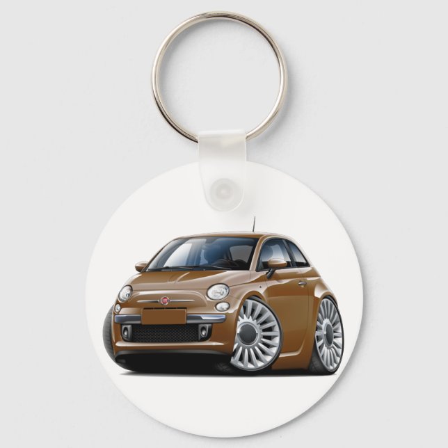 Fiat 500 Brown Car Key Ring (Front)