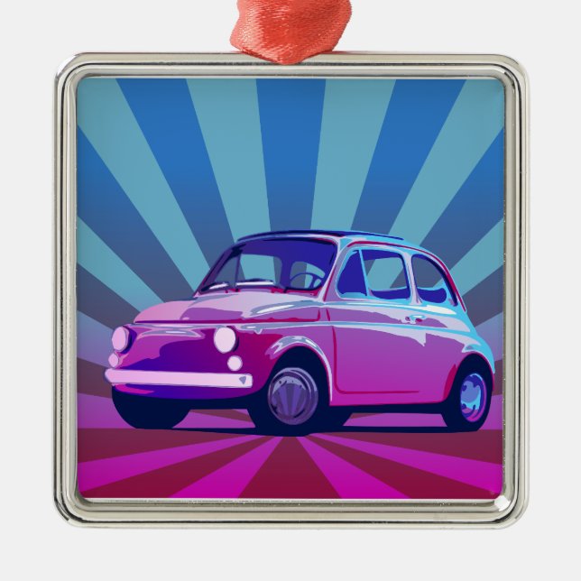 Fiat 500 Bunt Metal Tree Decoration (Front)